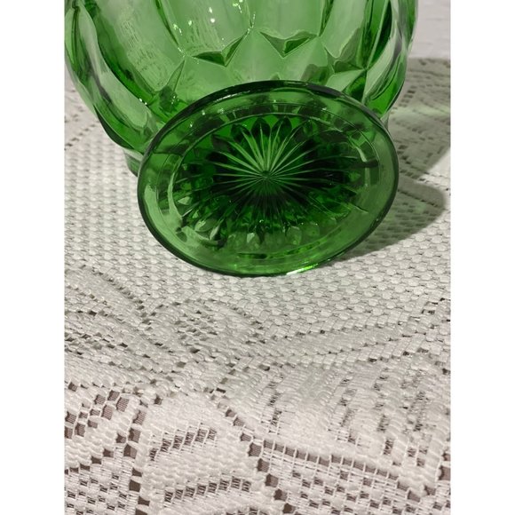 Bowl, Vintage Anchor Hocking Emerald Green Depression Glass Footed Bowl - Picture 4 of 4